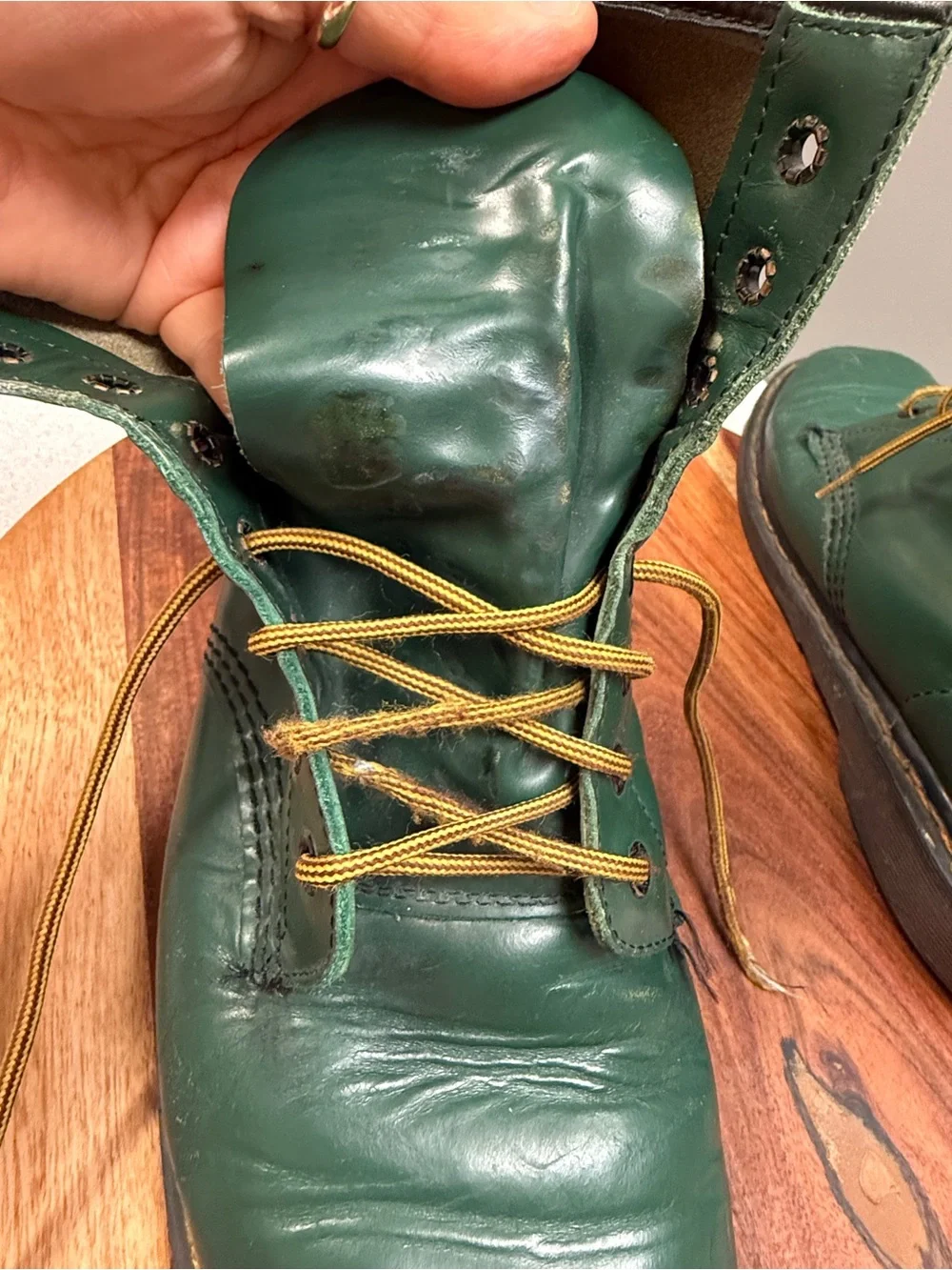 Vintage Dr Martens 1460 Green Made in England 8 Eye Boots UK 10